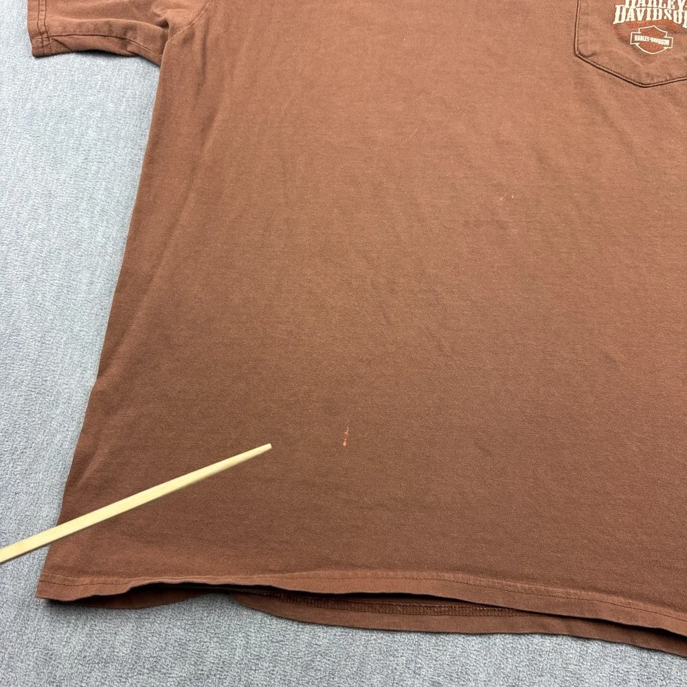 Harley Davidson TShirt Men 2XL XXL Brown Skip Fordyce Riverside Motorcycle Biker